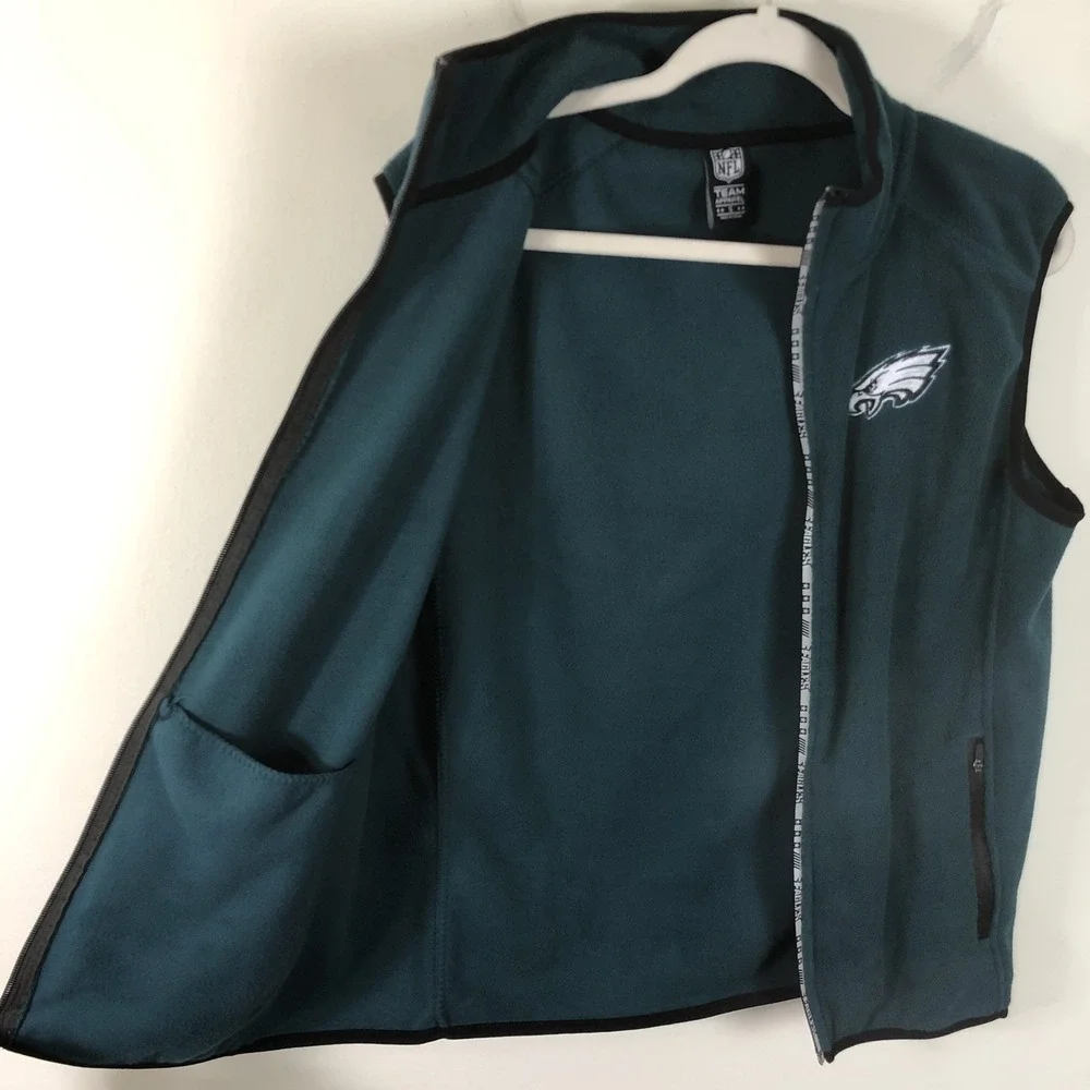 Philadelphia Eagles NFL Team Apparel Full Zip Fleece Vest Men's Sz S Green